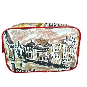Prada Urban rare Sketch Cosmetic Pouch with Red Accents
